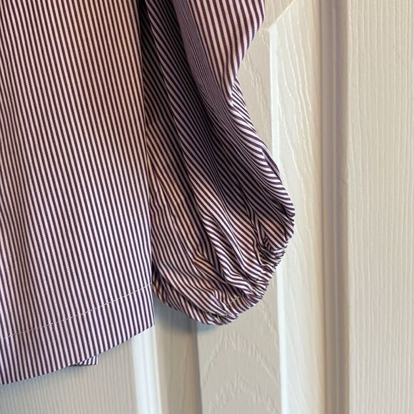 MLM Label Horizontal White & Maroon Stripe Cold Shoulder Blouse - Picture 2 of 5